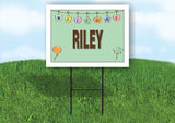 RILEY WELCOME BABY GREEN  18 in x 24 in Yard Sign Road Sign with Stand