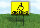 HANDICAPED PEDESTRIAN DISABLED CROSSING Plastic Yard Sign ROAD SIGN with Stand