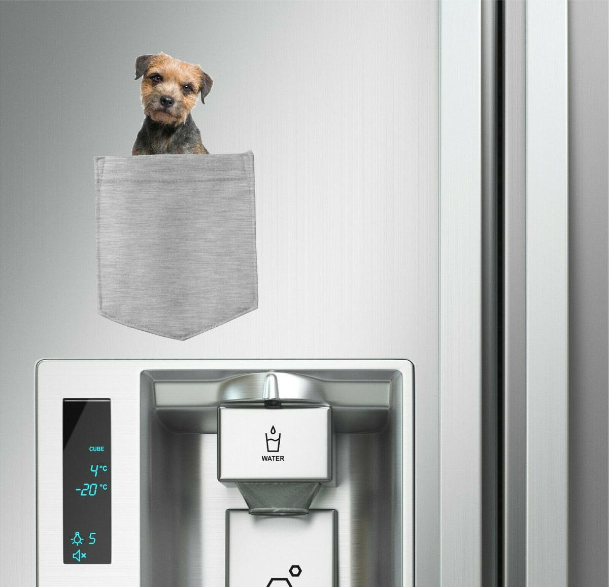 Border Terrier Dog in pocket Fridge Car Magnet Bumper Sticker App size 4"x7"