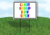 CANDY SHOP NOW OPEN BLACK BORDER Yard Sign with Stand LAWN SIGN