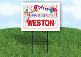 WESTON HAPPY BIRTHDAY BALLOONS 18 in x 24 in Yard Sign Road Sign with Stand