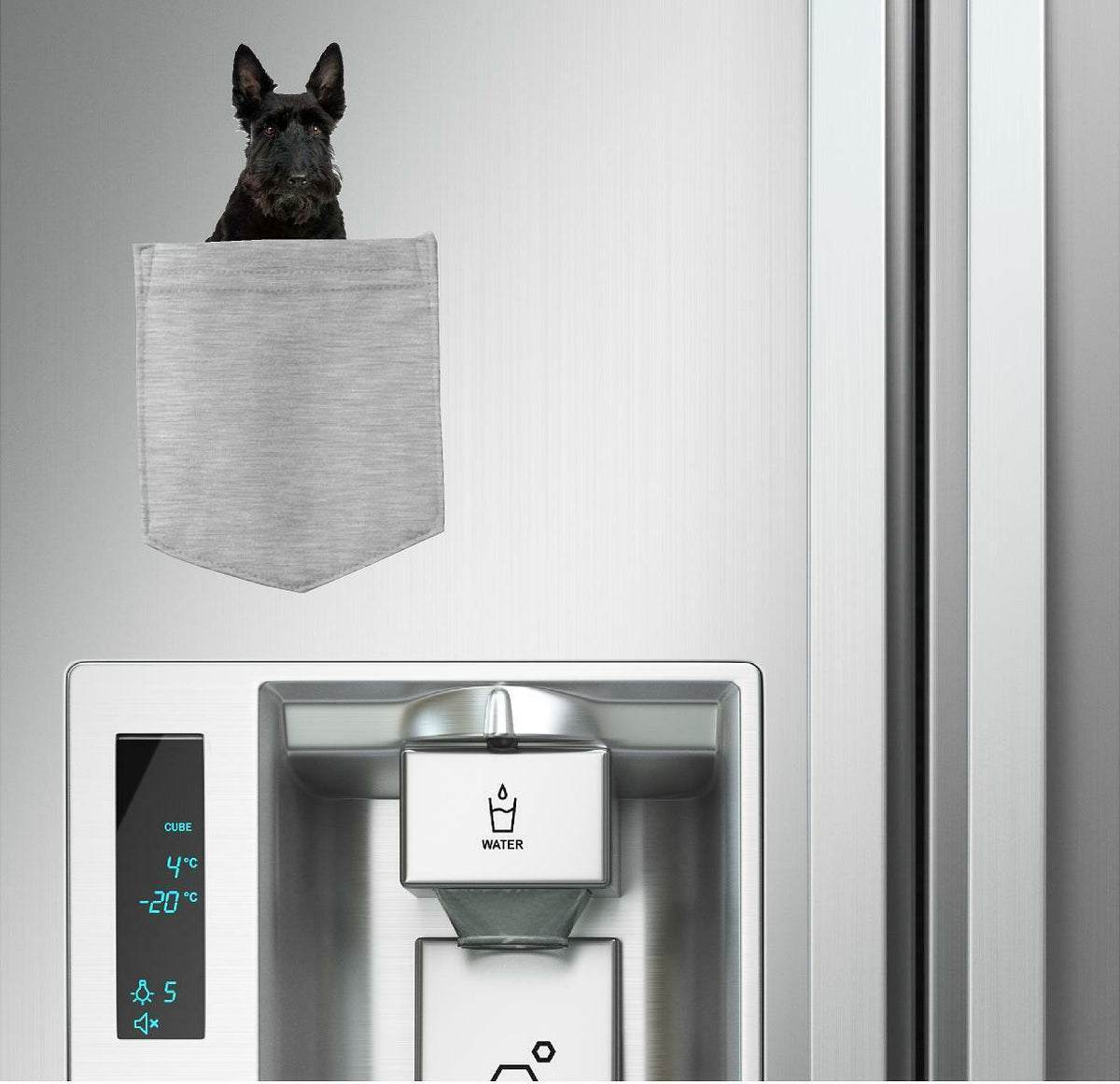 Scottish Terrier Dog in pocket Fridge Car Magnet Bumper Sticker App size 4"x7"