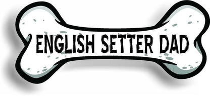 Dog Dad English Setter Bone Car Magnet Bumper Sticker 3"x7"