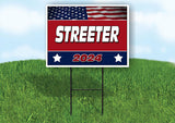 STREETER FLAG RED 2024 18inx24in Yard Road Sign w/ Stand