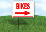 BIKES RIGHT arrow red Yard Sign Road with Stand LAWN SIGN Single sided