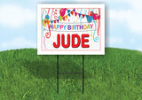 JUDE HAPPY BIRTHDAY BALLOONS 18 in x 24 in Yard Sign Road Sign with Stand