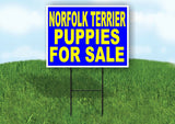 Norfolk Terrier PUPPIES FOR SALE YELLOW BLUE Yard Sign Road with Stand LAWN SIGN