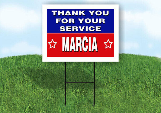 MARCIA THANK YOU SERVICE 18 in x 24 in Yard Sign Road Sign with Stand