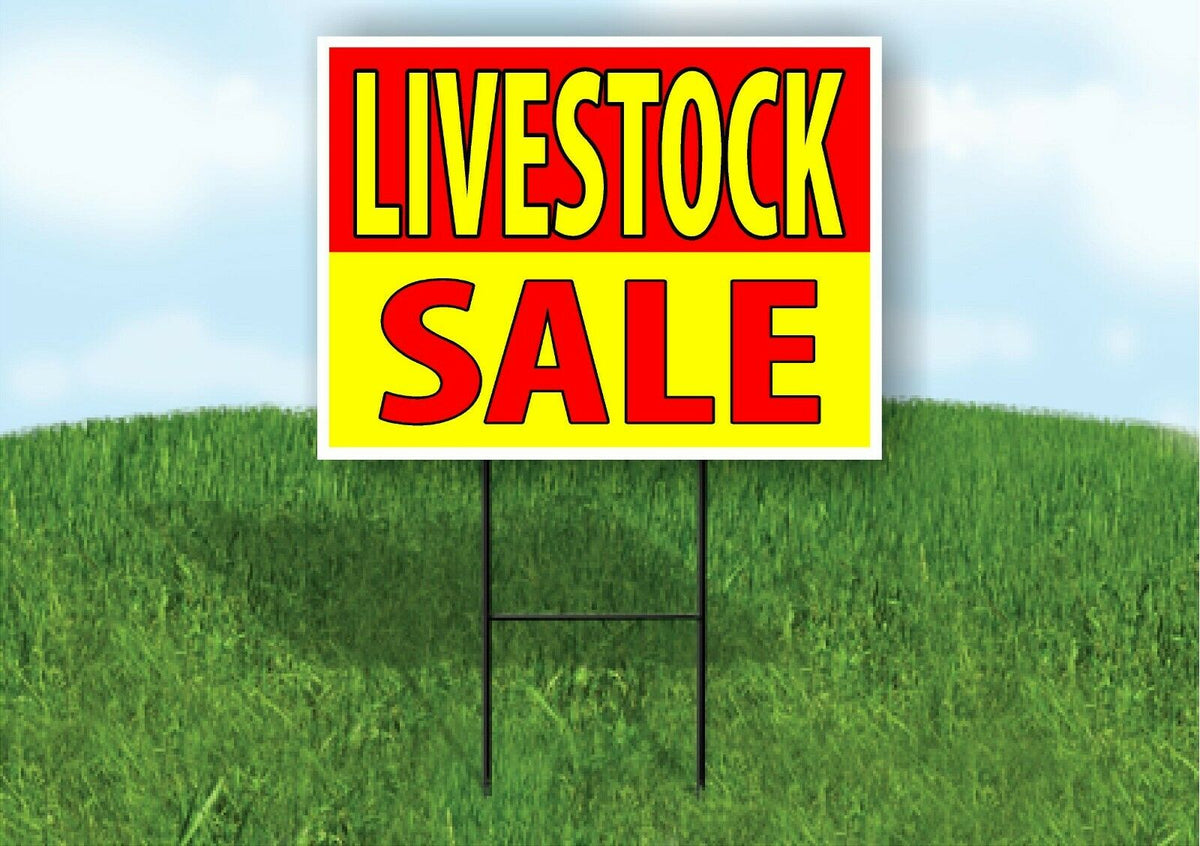 LIVESTOCK SALE RED YELLOW Plastic Yard Sign ROAD SIGN with Stand