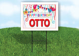 OTTO HAPPY BIRTHDAY BALLOONS 18 in x 24 in Yard Sign Road Sign with Stand
