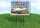 USED BOAT SALES WITH BOAT Yard Sign Road with Stand LAWN SIGN