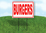 BURGERS RED WHITE Yard Sign Road with Stand LAWN SIGN