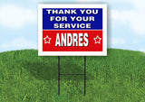 ANDRES THANK YOU SERVICE 18 in x 24 in Yard Sign Road Sign with Stand