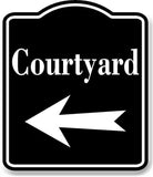 Courtyard Left Arrow BLACK Aluminum Composite Sign