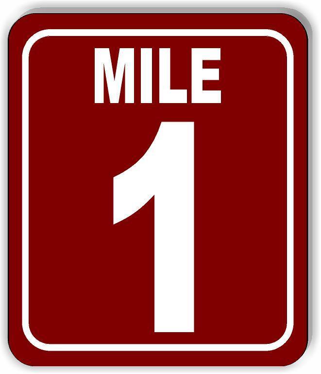 Mile 1 Distance Marker MAROON Running Race 5k Marathon Aluminum Composite Sign