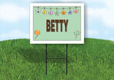 BETTY WELCOME BABY GREEN  18 in x 24 in Yard Sign Road Sign with Stand