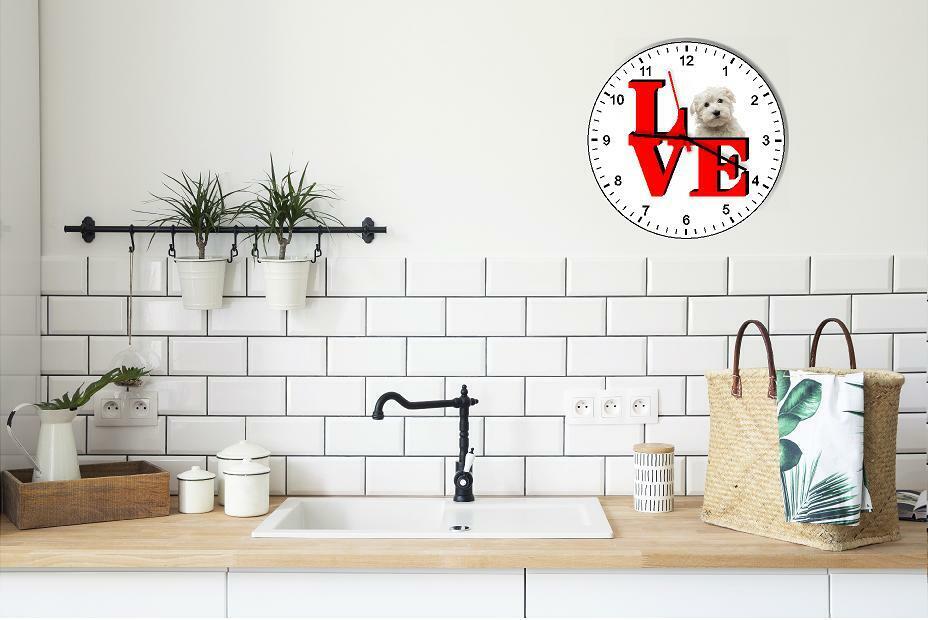 Maltese Cute Puppy Dog kitchen living room Wall Clock