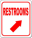 RESTROOMS DIRECTIONAL RED 8 Arrow Variations Metal Aluminum composite sign