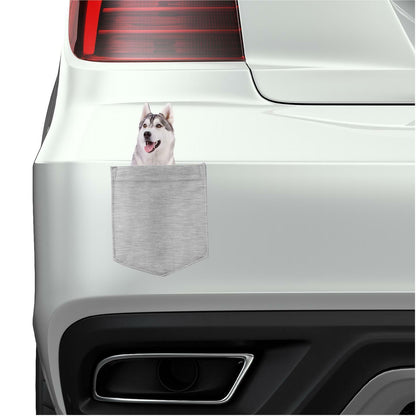 Siberian Husky Dog in pocket Fridge Car Magnet Bumper Sticker App size 4"x7"