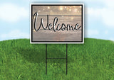WELCOME WOOD LIGHTS Yard Sign with Stand LAWN SIGN