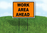 Work Area Ahead Construction ORANGE BLACK Yard Sign Road with Stand LAWN SIGN