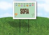 SOFIA WELCOME BABY GREEN  18 in x 24 in Yard Sign Road Sign with Stand