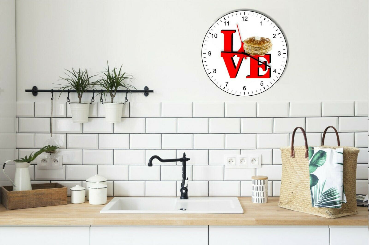 I Love Pancakes Love Park Funny Kitchen Living room Wall Clock