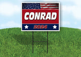 CONRAD FLAG RED 2024 18inx24in Yard Road Sign w/ Stand