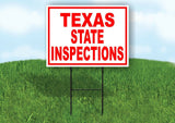 TEXAS STATE INSPECTIONS RED WHITE Yard Sign Road with Stand LAWN SIGN