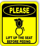 PLEASE LIFT UP THE SEAT BEFORE PEEING Metal Aluminum Composite bathroom Sign
