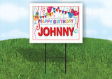 JOHNNY HAPPY BIRTHDAY BALLOONS 18 in x 24 in Yard Sign Road Sign with Stand