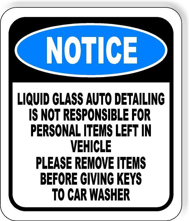 LIQUID GLASS AUTO DETAIL Aluminum Composite Safety Sign