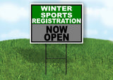 SPORTS REGISTRATION GREEN SILVER WINTER Yard Sign with Stand LAWN SIGN