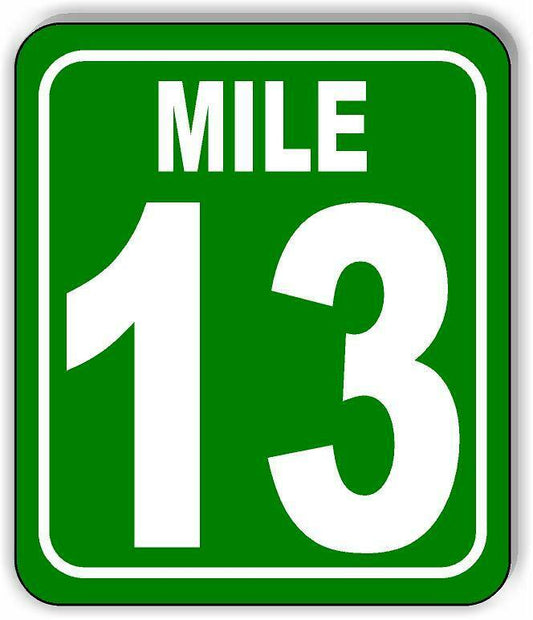 Mile 13 Distance Marker Green Running Race 5k Marathon Aluminum Composite Sign