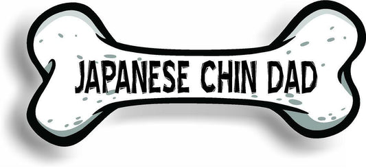 Dog Dad Japanese Chin Bone Car Magnet Bumper Sticker 3"x7"