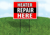 HEATER REPAIR HERE BLACK STRIPE Plastic Yard Sign ROAD SIGN with Stand