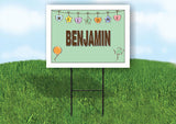 BENJAMIN WELCOME BABY GREEN  18 in x 24 in Yard Sign Road Sign with Stand