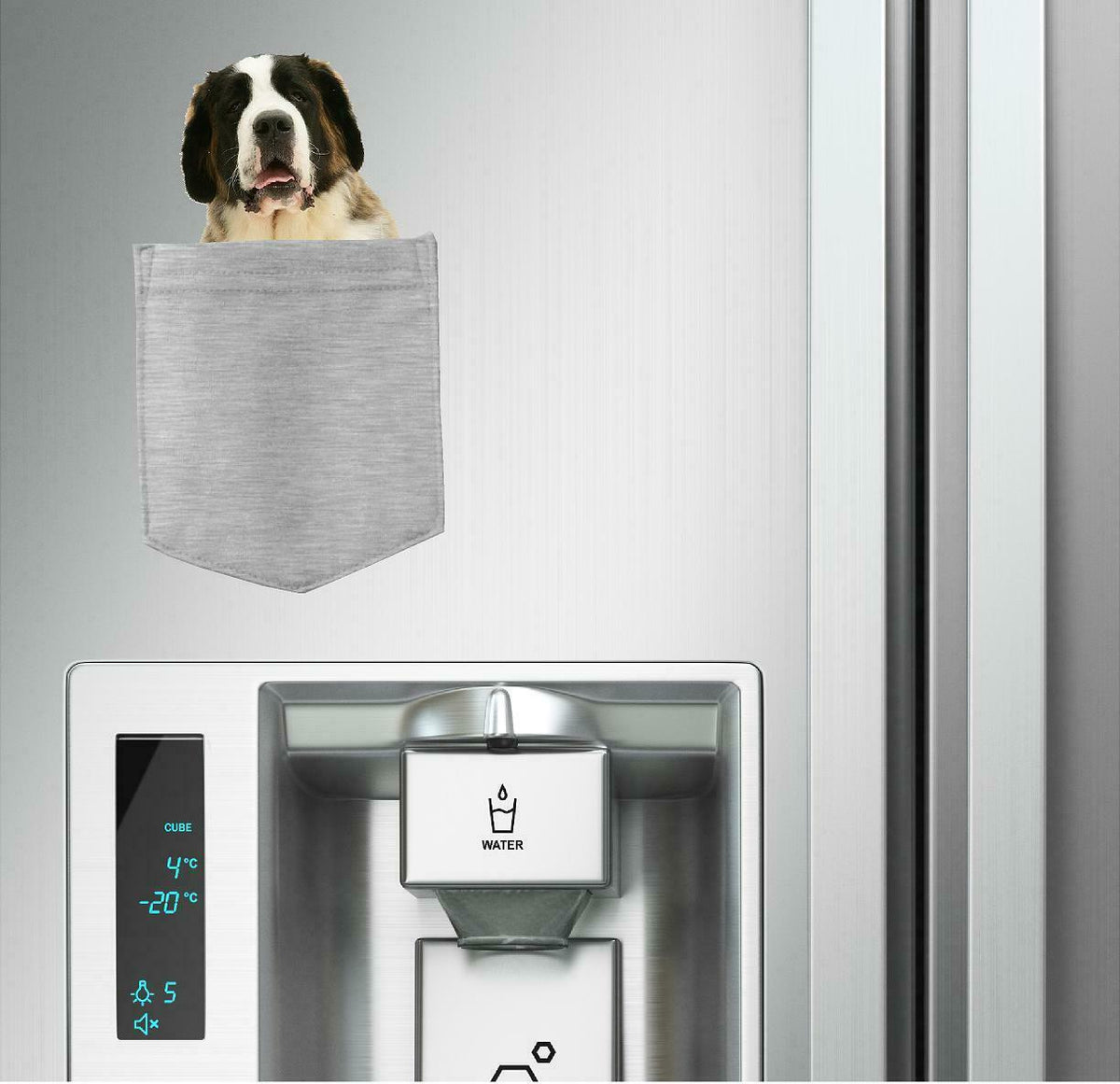 Saint Bernard Dog in pocket Fridge Car Magnet Bumper Sticker App size 4"x7"