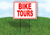 BIKE TOURS RED WHITE Yard Sign Road with Stand LAWN SIGN