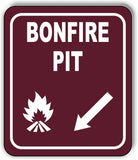 BONFIRE PIT DIRECTIONAL ARROW TRAIL 8 Variations Metal Aluminum composite sign
