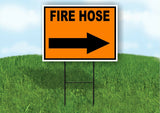 Fire Hose Construction RIGHT Yard Sign Road with Stand LAWN SIGN Single sided