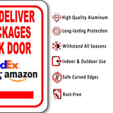 Please Deliver All Packages To Back Door LEFT arrow outdoor Metal sign