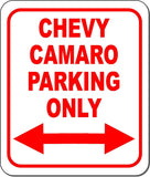 CHEVY CAMARO Parking Only Right and Left Arrow Metal Aluminum Composite Sign