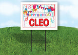 CLEO HAPPY BIRTHDAY BALLOONS 18 in x 24 in Yard Sign Road Sign with Stand