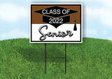 CLASS 2022 SENIOR BROWN WHITE Yard Sign with Stand LAWN SIGN