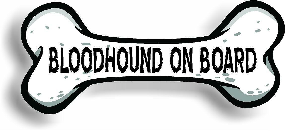 Dog on Board Bloodhound Bone Car Magnet Bumper Sticker 3"x7"