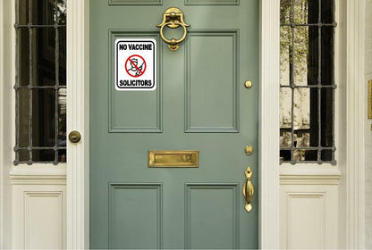 NO VACCINE SOLICITORS WHITE DOOR MAGNET 8X10