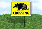 ARMADILLO CROSSING XING YELLOW 18inx24in Yard Road Sign w/ Stand