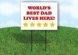 WORLDS BEST DAD LIVES HERE Plastic Yard Sign ROAD SIGN with Stand