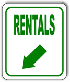 RENTALS DIRECTIONAL GREEN 8 Arrow Variations Metal Aluminum composite sign